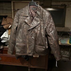 Wilson’s leather men’s XXL motorcycle jacket dark brown NWT